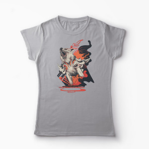 Tricou Lup Dark Okami - Femei-Gri