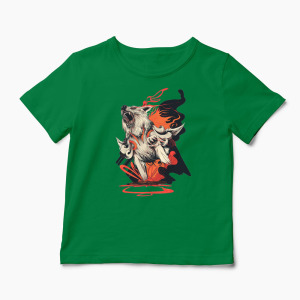 Tricou Lup Dark Okami - Copii-Verde