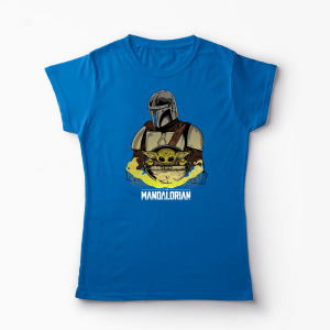 Tricou Mandalorian si Baby Yoda - Femei-Albastru Regal