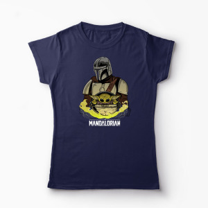 Tricou Mandalorian si Baby Yoda - Femei-Bleumarin