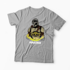 Tricou Mandalorian si Baby Yoda - Bărbați-Gri