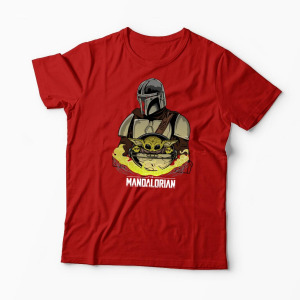 Tricou Mandalorian si Baby Yoda - Bărbați-Roșu