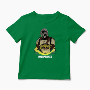 Tricou Mandalorian si Baby Yoda - Copii-Verde