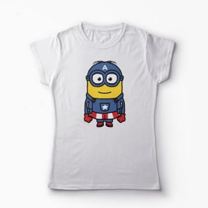 Tricou Minion Captain America - Femei-Alb