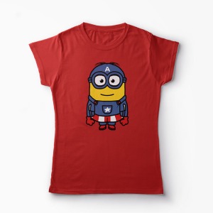 Tricou Minion Captain America - Femei-Roșu