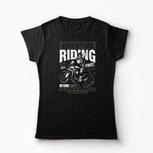 Tricou Motociclist Adventure Riding - Femei-Negru