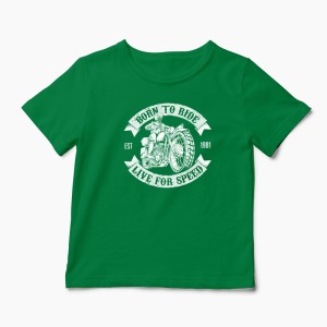 Tricou Motociclist Born To Ride - Copii-Verde