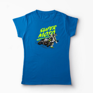 Tricou Motociclist Super Moto - Femei-Albastru Regal