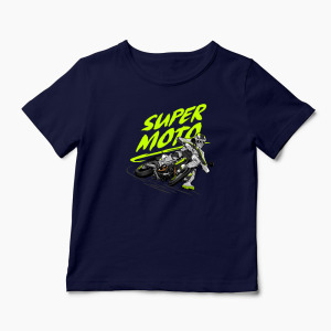 Tricou Motociclist Super Moto - Copii-Bleumarin