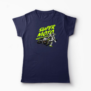 Tricou Motociclist Super Moto - Femei-Bleumarin