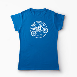 Tricou Motocross Rachetă Murdară - Femei-Albastru Regal