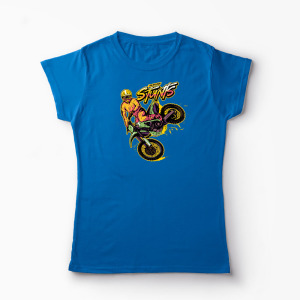 Tricou Personalizat Motocross Stunts - Cascadorii - Femei-Albastru Regal