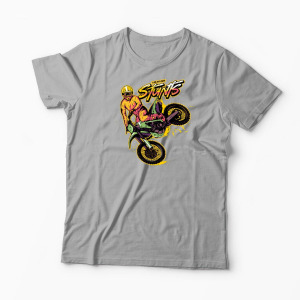 Tricou Personalizat Motocross Stunts - Cascadorii - Bărbați-Gri