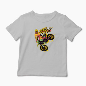 Tricou Personalizat Motocross Stunts - Cascadorii - Copii-Gri