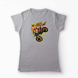 Tricou Personalizat Motocross Stunts - Cascadorii - Femei-Gri