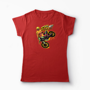 Tricou Personalizat Motocross Stunts - Cascadorii - Femei-Roșu