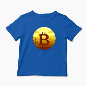 Tricou Personalizat Bitcoin Pixel - Copii-Albastru Regal