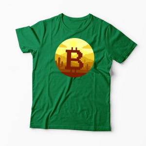 Tricou Personalizat Bitcoin Pixel - Bărbați-Verde