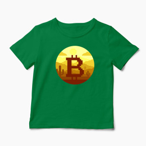 Tricou Personalizat Bitcoin Pixel - Copii-Verde