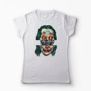 Tricou Personalizat Craniu Joker - Femei-Alb