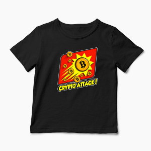 Tricou Personalizat Crypto Attack Bitcoin - Copii-Negru