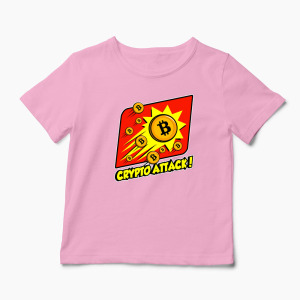 Tricou Personalizat Crypto Attack Bitcoin - Copii-Roz