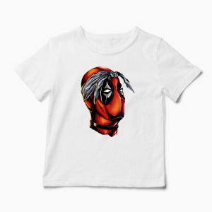 Tricou Personalizat Deadpool Tupac - Copii-Alb