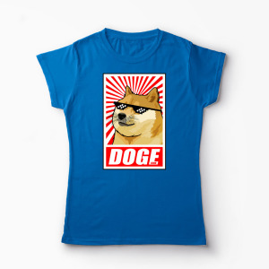 Tricou Personalizat Doge Coin - Femei-Albastru Regal