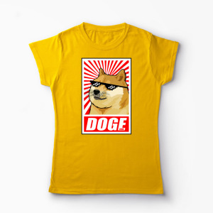 Tricou Personalizat Doge Coin - Femei-Galben