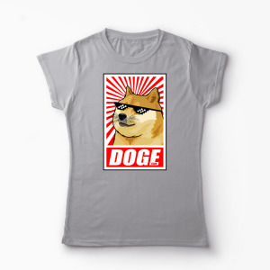 Tricou Personalizat Doge Coin - Femei-Gri