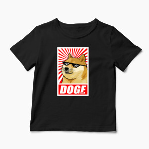 Tricou Personalizat Doge Coin - Copii-Negru