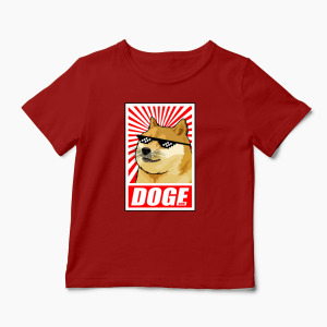 Tricou Personalizat Doge Coin - Copii-Roșu