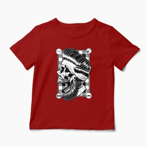 Tricou Personalizat Hipster Skull - Copii-Roșu