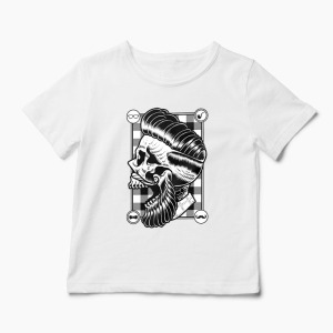 Tricou Personalizat Hipster Skull - Copii-Alb