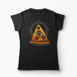 Tricou Personalizat I Pizza - Femei-Negru