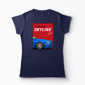 Tricou Personalizat JDM Legend Skyline R34 - Femei-Bleumarin