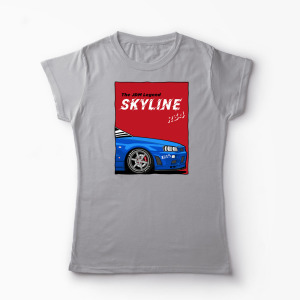 Tricou Personalizat JDM Legend Skyline R34 - Femei-Gri