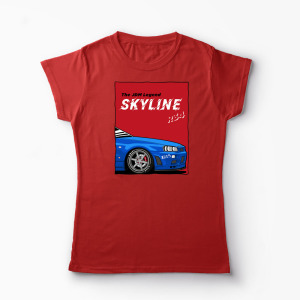 Tricou Personalizat JDM Legend Skyline R34 - Femei-Roșu