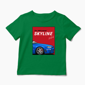 Tricou Personalizat JDM Legend Skyline R34 - Copii-Verde