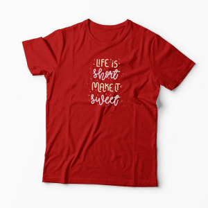 Tricou Personalizat Life is Short Make it Sweet - Bărbați-Roșu