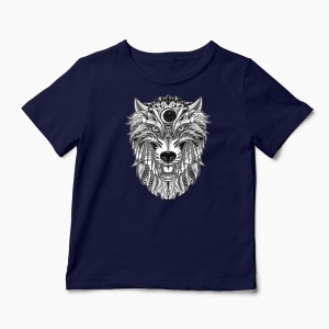 Tricou Personalizat Lup - Wolf Ornament - Copii-Bleumarin