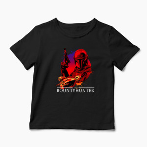 Tricou Personalizat Mandalorian Bounty Hunter - Copii-Negru