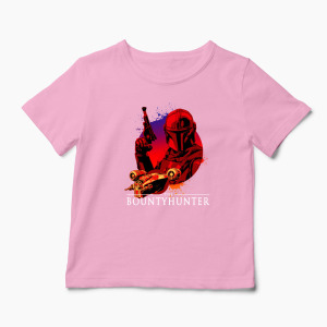 Tricou Personalizat Mandalorian Bounty Hunter - Copii-Roz