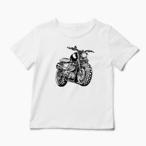 Tricou Personalizat Motocicleta Triumph Scrambler - Copii-Alb