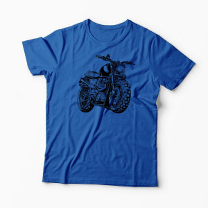 Tricou Personalizat Motocicleta Triumph Scrambler - Bărbați-Albastru Regal