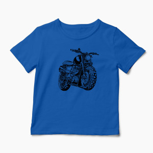 Tricou Personalizat Motocicleta Triumph Scrambler - Copii-Albastru Regal