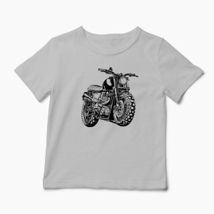 Tricou Personalizat Motocicleta Triumph Scrambler - Copii-Gri