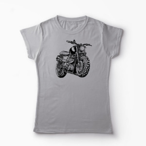 Tricou Personalizat Motocicleta Triumph Scrambler - Femei-Gri