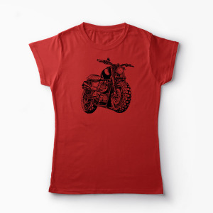 Tricou Personalizat Motocicleta Triumph Scrambler - Femei-Roșu