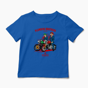 Tricou Personalizat Motocicliști Mario Brothers - Copii-Albastru Regal